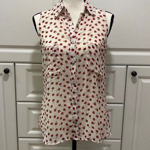 NWOT Vintage, Cherry Print Button Down Tank